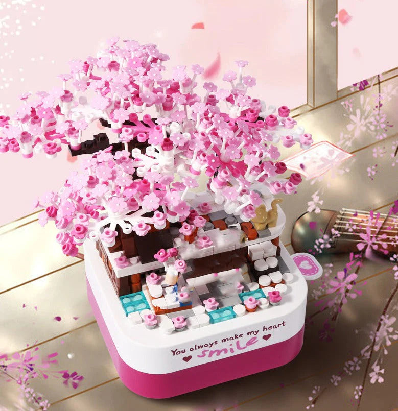 Large - Scale Solid Wood Building Blocks for Outdoor Play and Garden StructuresSakura-Themed Cherry Blossom Tree Music Box