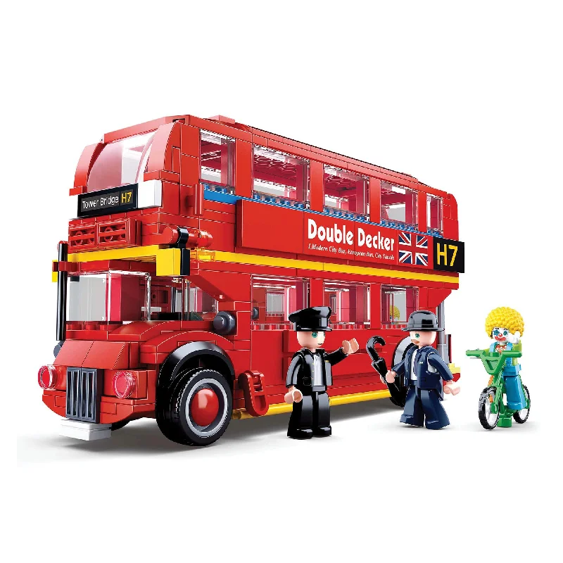 Hand - Sanded Interlocking Wooden Building Blocks for Easy Assembly and DisassemblyPlayzu By Sluban Model bricks-London Bus || 6years++