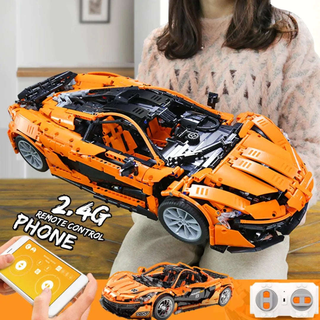 Natural Wood Building Blocks with a Space - Exploration Play Set ThemePhoenix P1 Edition Supercar Building Set