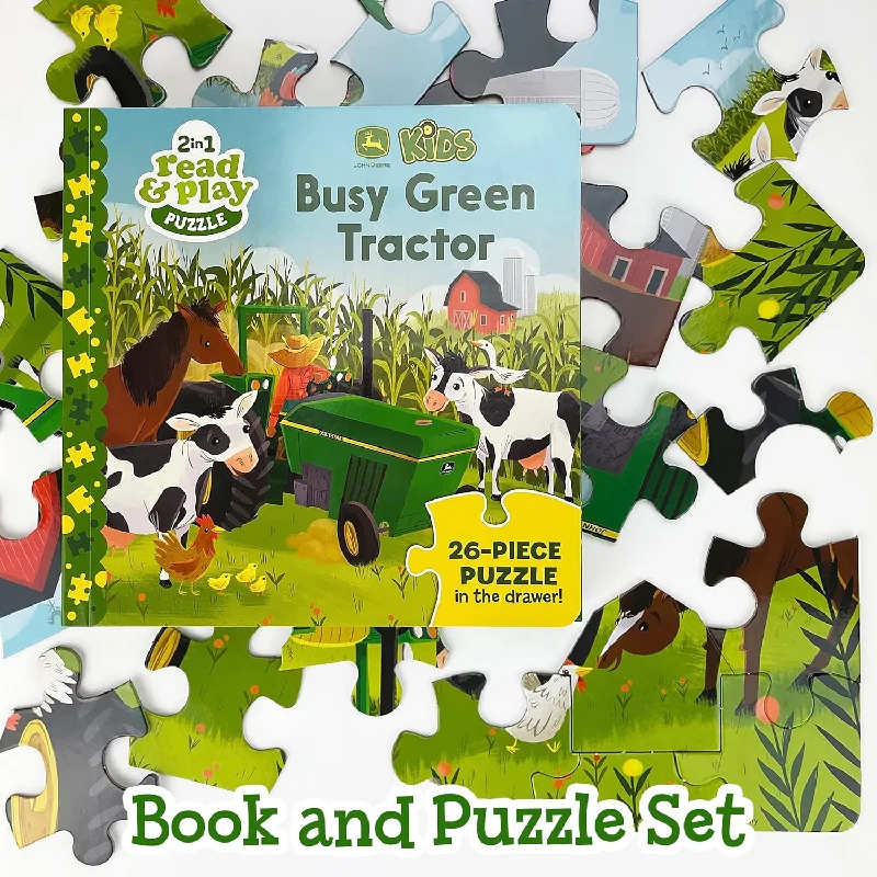 Solid Wood Educational Building Blocks for Developing Spatial Skills in KidsJohn Deere Busy Green Tractor 2-in-1 Read & Play Puzzle and Board Book for Toddlers and Preschoolers, Ages 2-5 (John Deere Kids: 2 in 1 Read & Play)