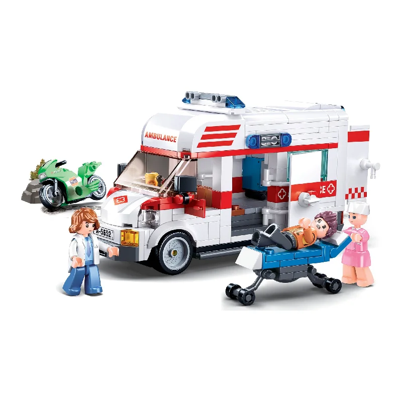 Hand - Made Wooden Building Blocks with a Transportation - Themed CollectionPlayzu By Sluban Large Size Ambulance Building Blocks Toys || 6years to 12years