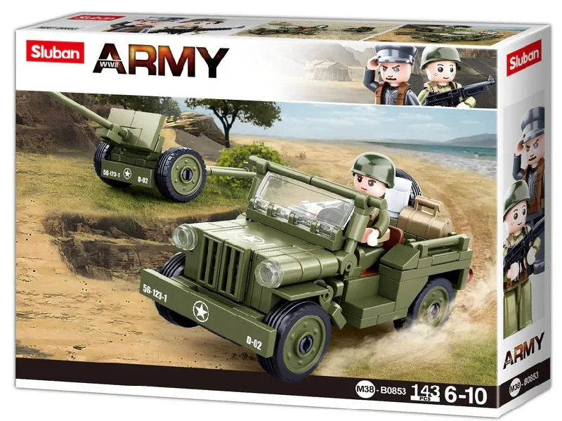 Eco - Friendly Wooden Building Blocks with a Castle - Building ThemeSLUBAN ARMY WW2 WILLYS JEEP B0853