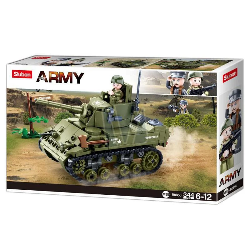 Solid Wood Building Blocks with Glow - in - the - Dark Elements for Nighttime FunSLUBAN M5 LIGHT TANK B0856