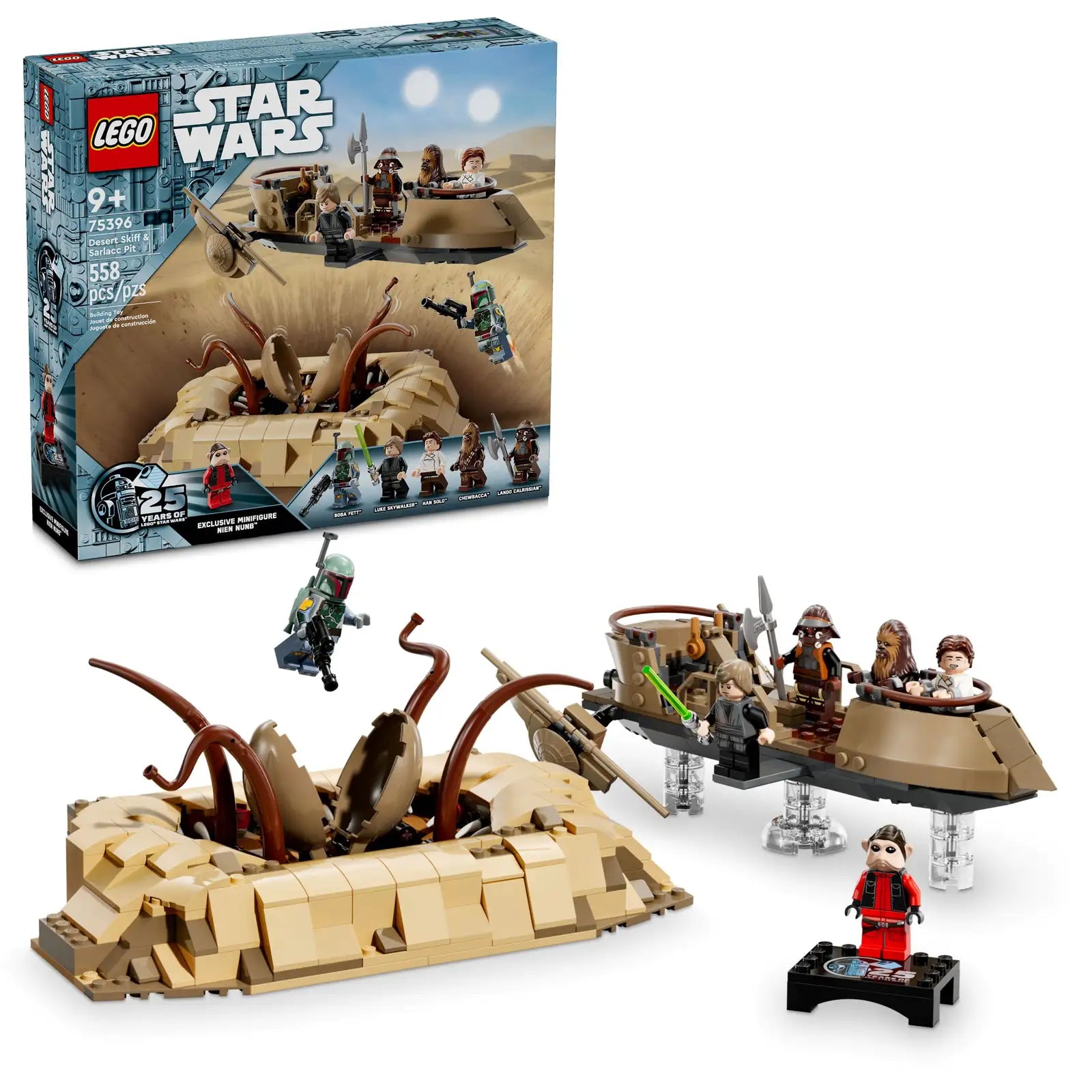 Natural Wood Building Blocks with a Space - Exploration Play Set ThemeDesert Skiff & Sarlacc Pit