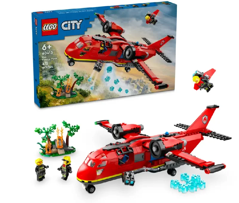 Natural Wood Building Blocks with a Space - Exploration Play Set ThemeFire Rescue Plane