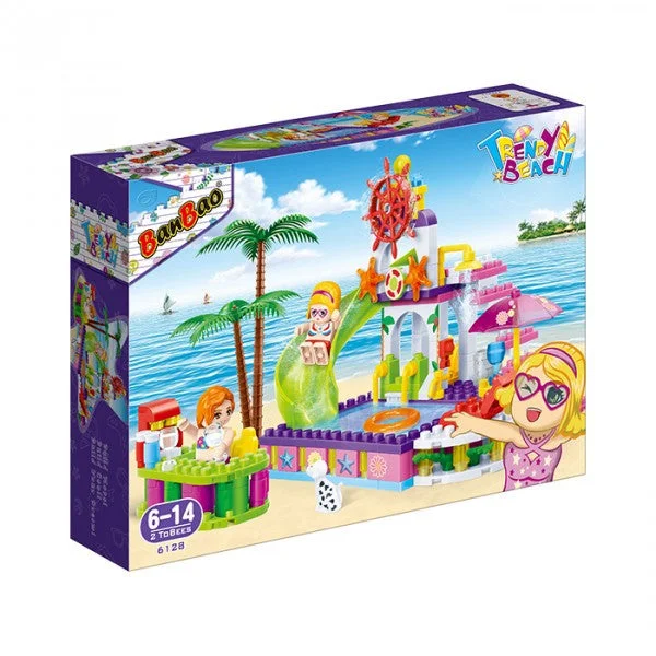 Eco - Conscious Solid Wood Building Blocks with a Nature - Inspired Pattern SetWater Park Banbao blocks 6128