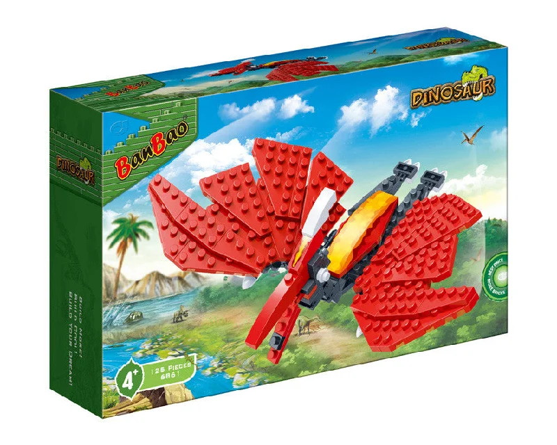 Eco - Friendly Wooden Building Blocks with a Castle - Building ThemeDinosaur Park Pterosaur Banbao 6861