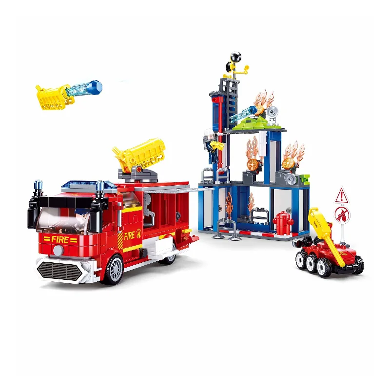 High - Quality Solid Wooden Building Blocks with Magnetic Inserts for Added StabilityPlayzu By Sluban Fire Fighting Training Center Building Blocks Toys || 6years++