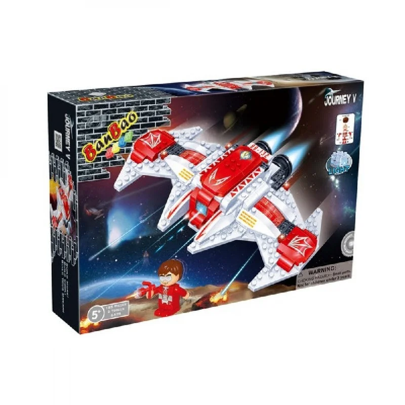 High - Quality Solid Wooden Building Blocks with Magnetic Inserts for Added StabilityJourney V Space Fighter 6409