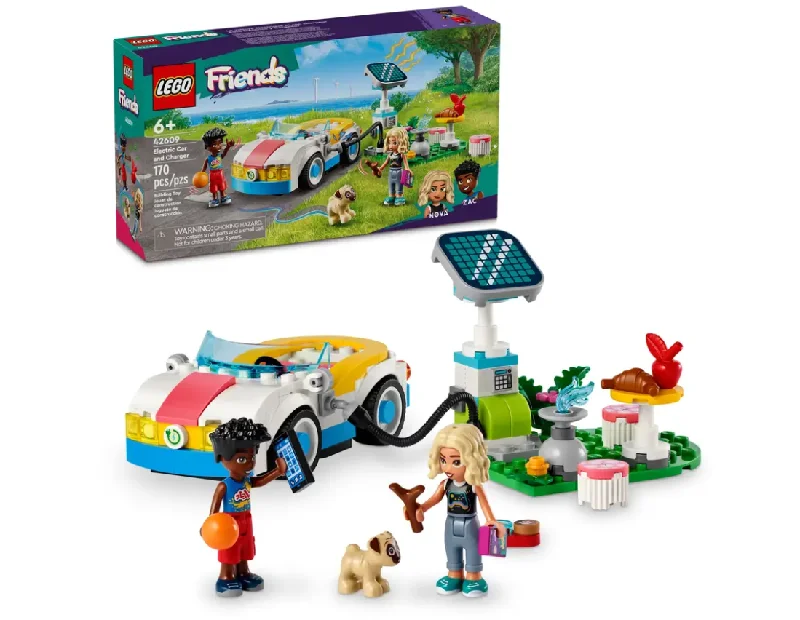 High - Grade Solid Wooden Building Blocks with a Puzzle - Solving FeatureElectric Car and Charger