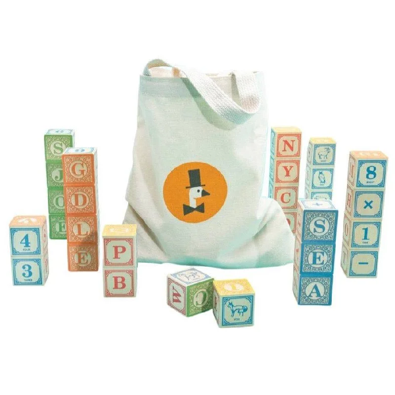 Solid Wood Stacking Cups with Different Sizes for Sensory Play and Motor SkillsClassic Alphabet Blocks With Canvas Bag