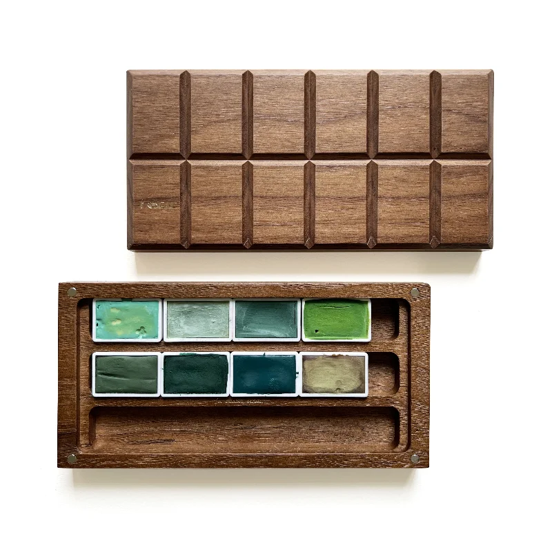 Wooden Stencil Brushes for Applying Patterns in Folk Art HandicraftsGreen with Envy: Handmade Watercolor Paints Set of 8 in Wooden Box Case, Full Pan 3.2ml(Assorted Green Colors)