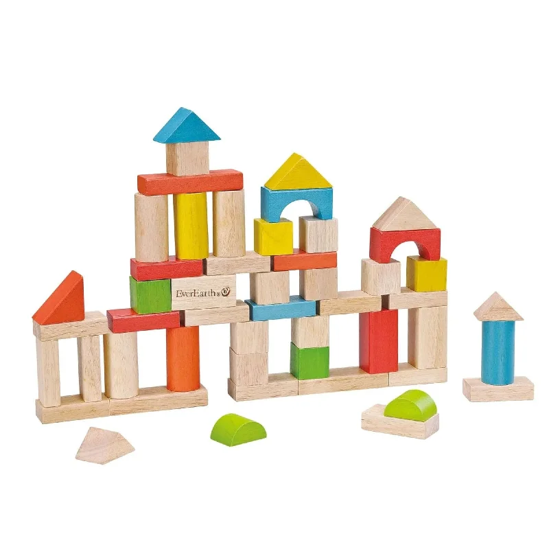 Eco - Friendly Wooden Building Blocks Set with Magnetic Connectors for Creative ConstructionEver Earth 50pcs Building Block Set with Bucket