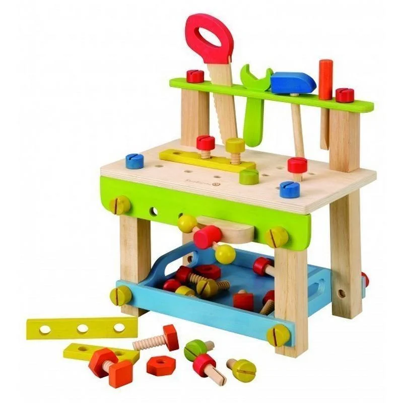 Eco - Friendly Wooden Building Blocks Set with Magnetic Connectors for Creative ConstructionEver Earth Large Work Bench with tools