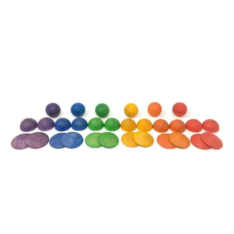 Hand - Carved Wooden Alphabet Blocks for Early Learning and Toddler DevelopmentGrapat coloured rounds