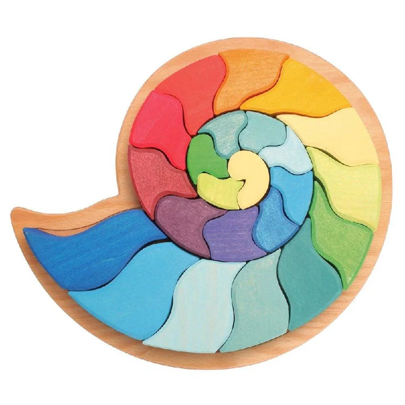 Handmade Wooden ABC Puzzle with Raised Letters for Tactile Learning ExperienceLarge Ammonite Snail - Wooden Puzzle Blocks