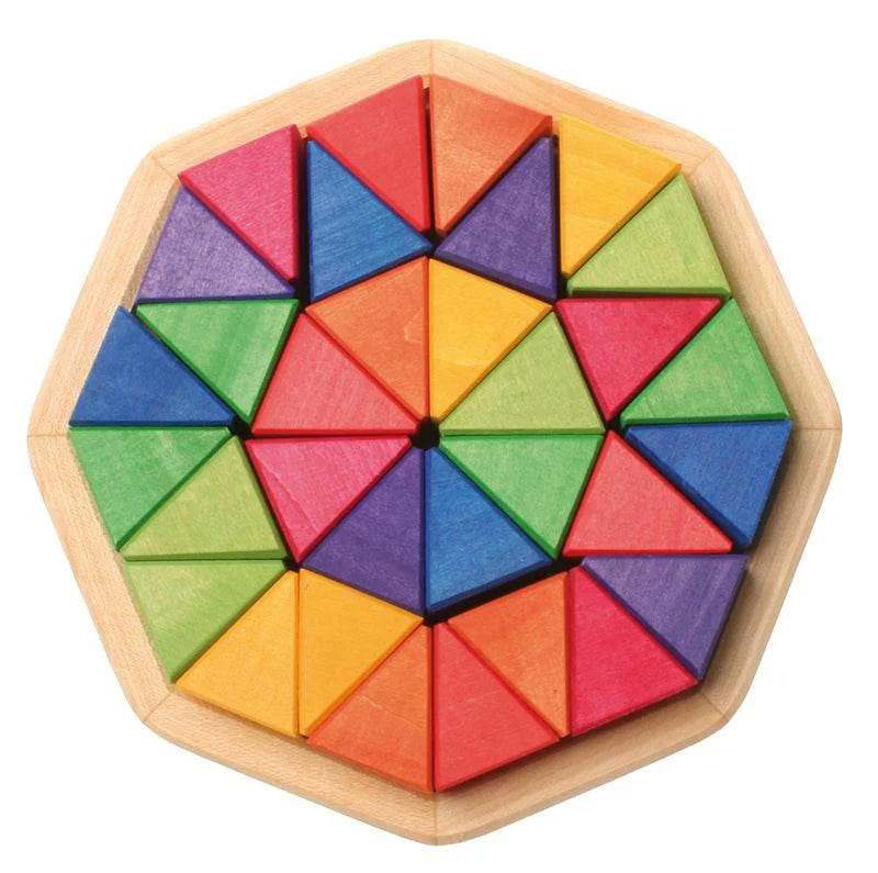 Hand - Turned Wooden Spinning Top with a Colorful Design for Classic AmusementWooden Octagon Puzzle Blocks