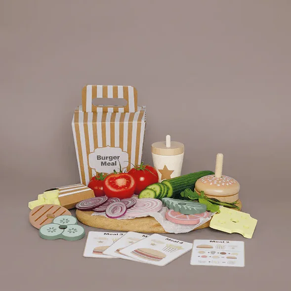 Hand - Painted Wooden Doll Set with Dresses and Accessories for Pretend PlaytimeJaBaDaBaDo Stacking Burger