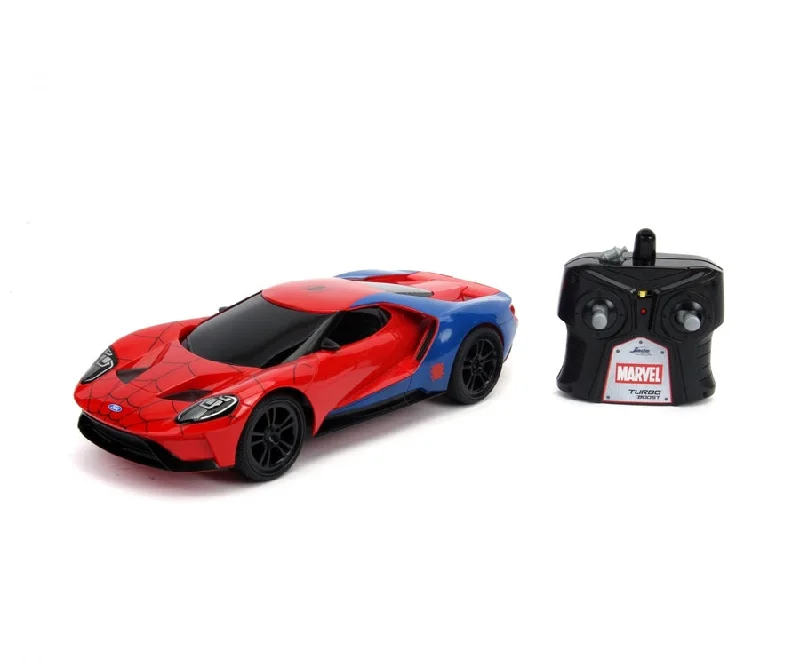 Remote - Controlled High - Speed Off - Road Buggy with All - Terrain Tires and SuspensionJada - Marvel RC Spiderman 2017 Ford GT 1:16