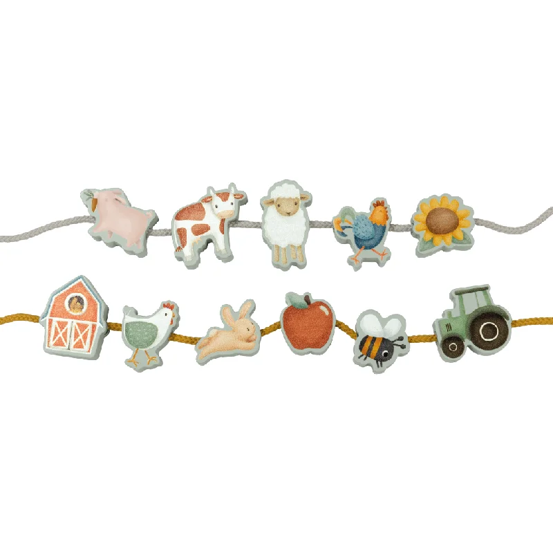 Sustainable Wood Marble Run Set with Multiple Tracks and Marble StorageLittle Dutch Lacing Beads - Little Farm