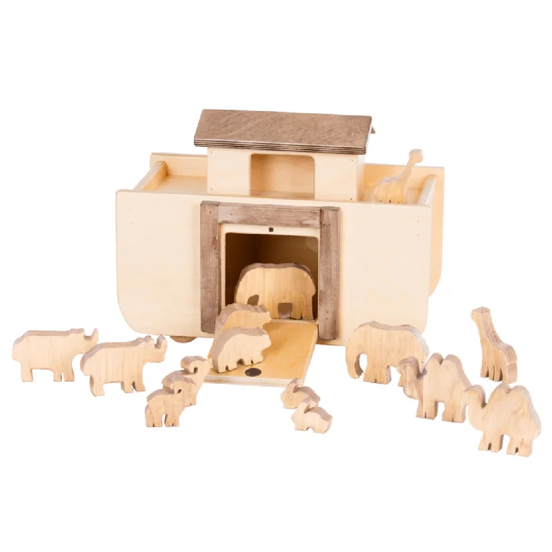 Hand - Carved Wooden Alphabet Blocks for Early Learning and Toddler DevelopmentWooden Noah's Ark Play Set