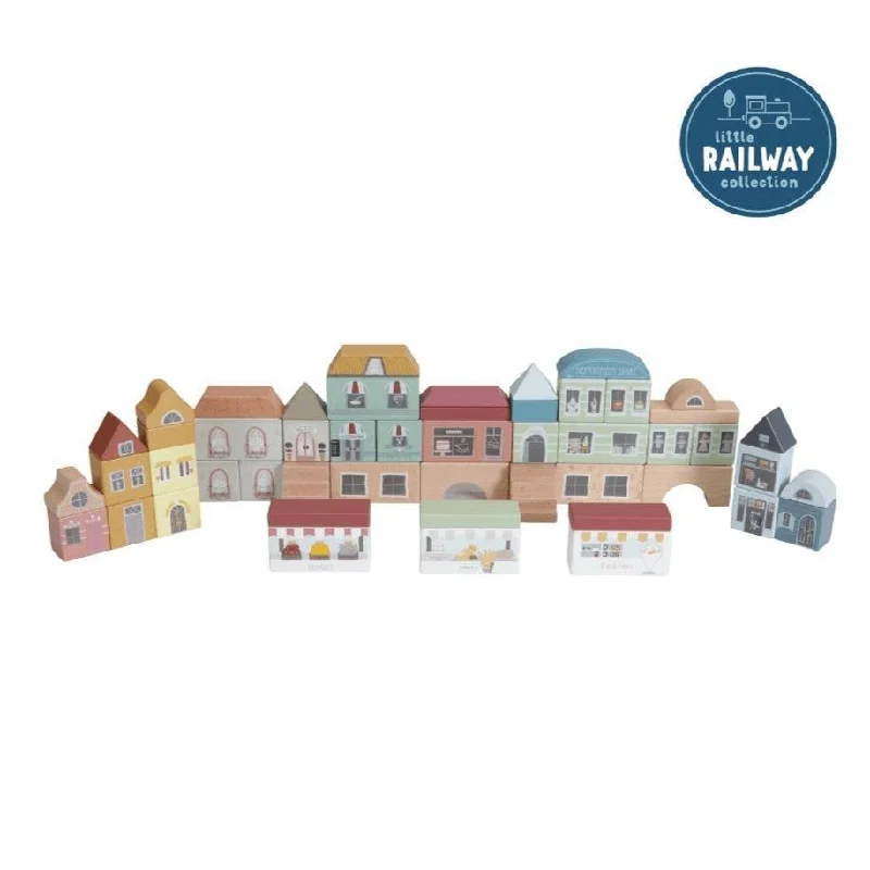 Hand - Painted Wooden Doll Set with Dresses and Accessories for Pretend PlaytimeLittle Dutch City Building Blocks