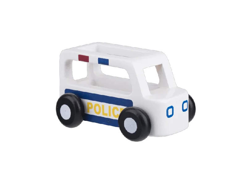 Traditional Wooden Yo - Yo with String and a Smooth Spinning Axle for Retro FunMini Police Car - White