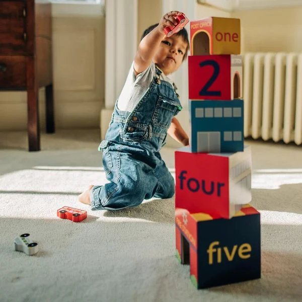 Collectible Train Set with a Steam Locomotive, Passenger Cars, and Track AccessoriesOrange Tree Toys - Wooden Stacking Emergency Cubes