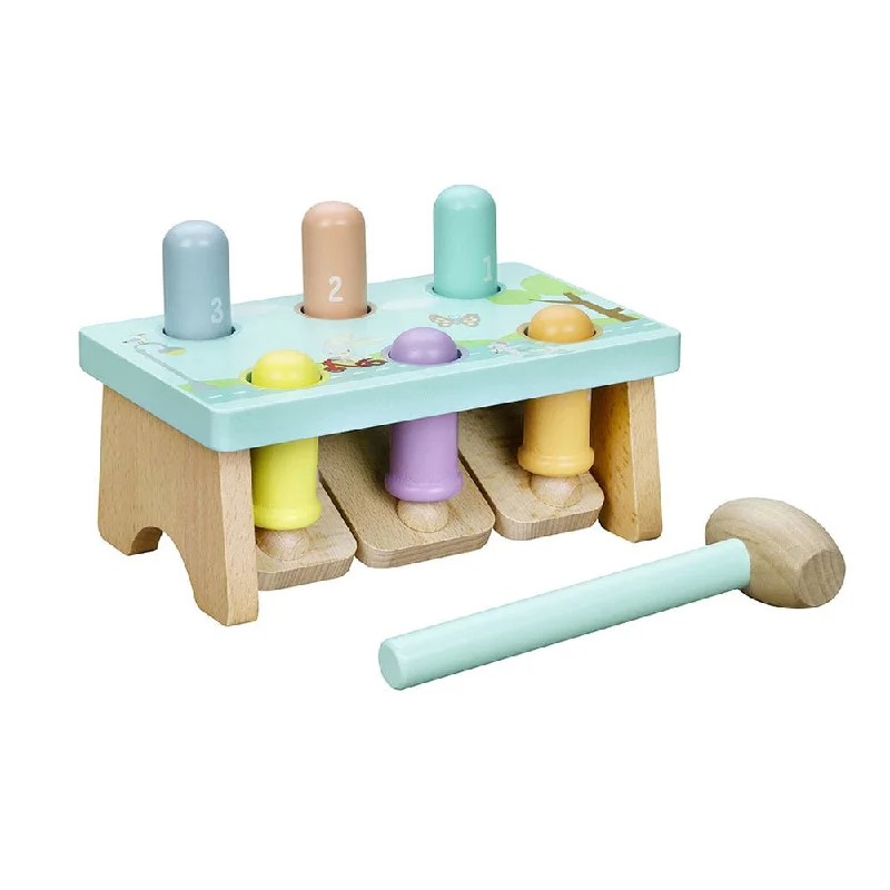 Hand - Painted Wooden Animal Figurines Set for Nursery Decor and Pretend PlayPop Up Hammer Bench