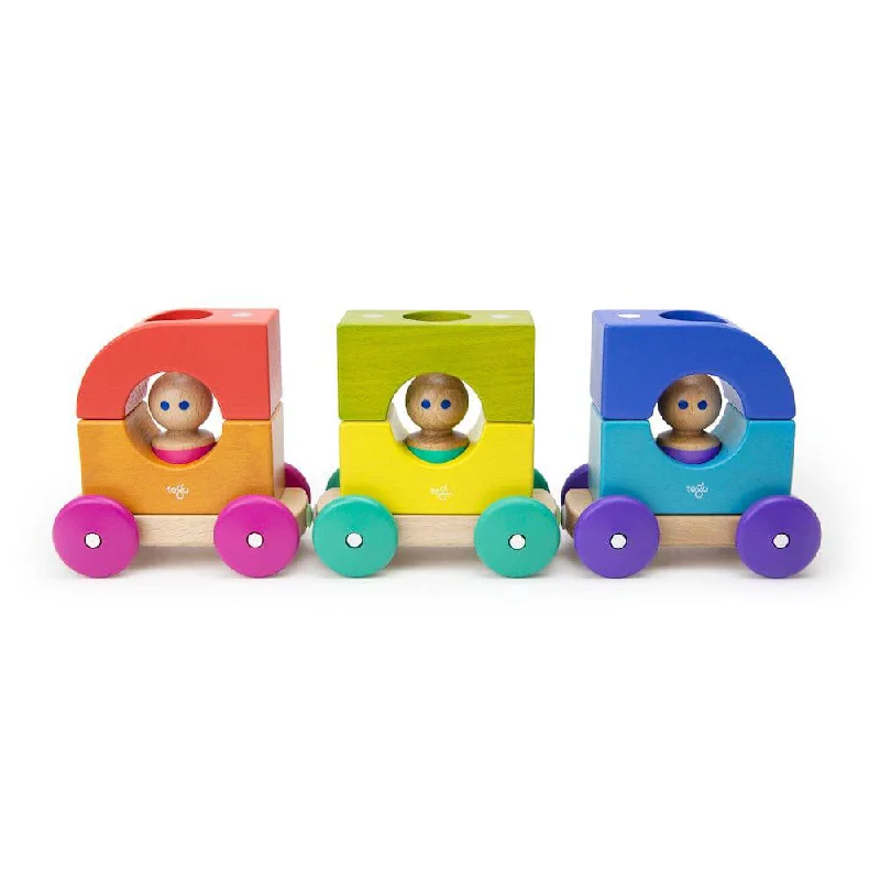 Hand - Painted Wooden Doll Set with Dresses and Accessories for Pretend PlaytimeWooden Magnetic Rainbow Tram