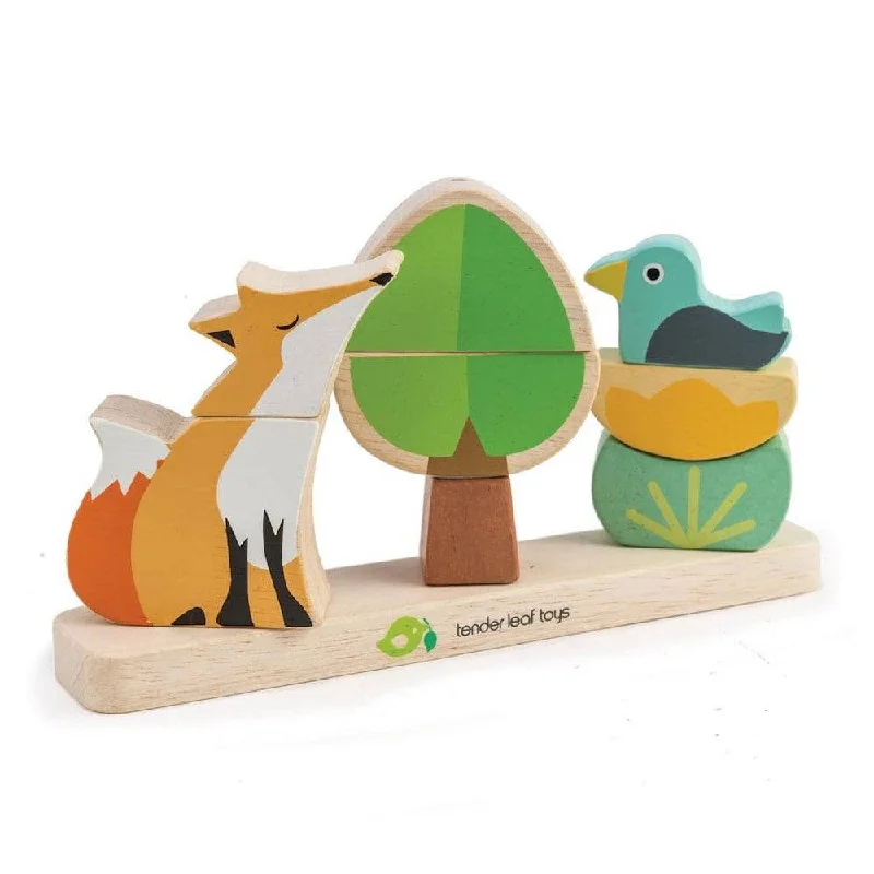 Sustainable Solid Wood Puzzle Set with 50 Pieces for Family Bonding and Brain TrainingFoxy Magnetic Stacker