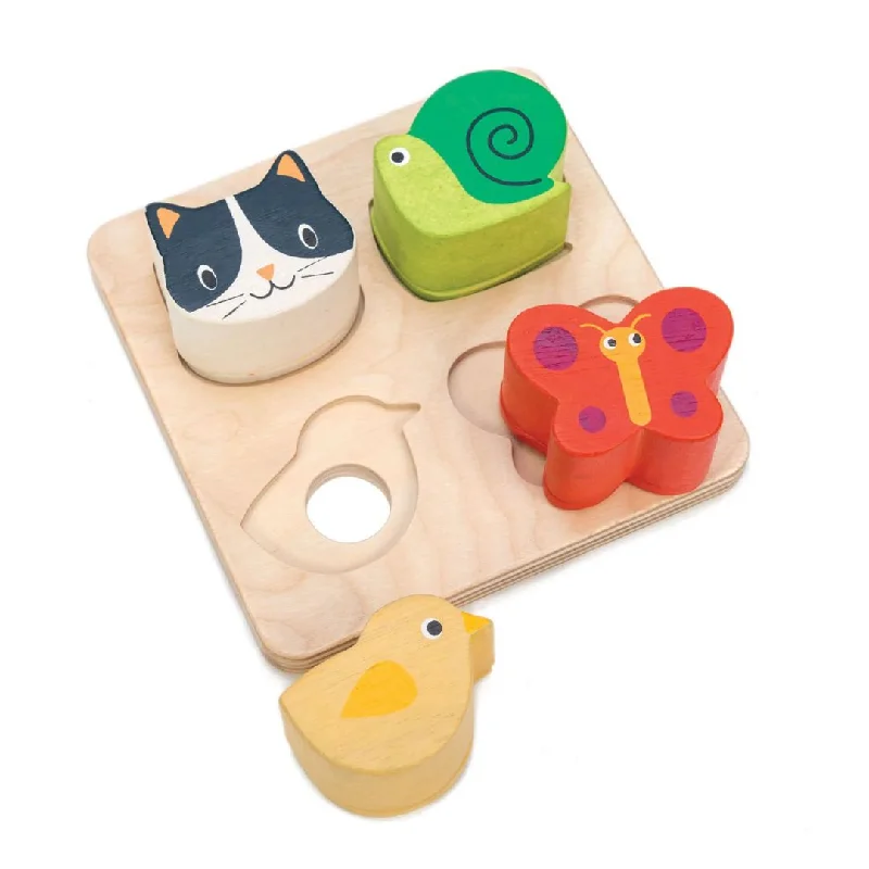 Natural Finish Wooden Pull - Along Toy Duck with Wheels for Toddler Outdoor PlayTouch Sensory Tray