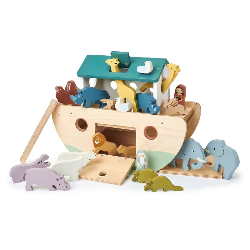 Traditional Wooden Domino Set with Engraved Numbers for Family Game NightsWooden Noah’s Ark Play Set