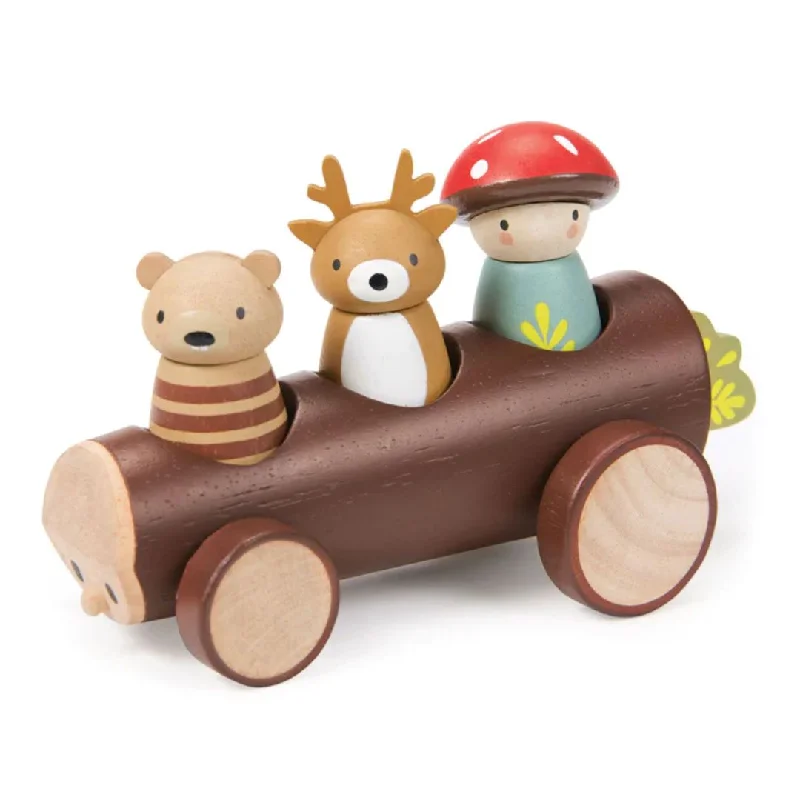 Hand - Painted Wooden Animal Figurines Set for Nursery Decor and Pretend PlayWooden Timber Taxi