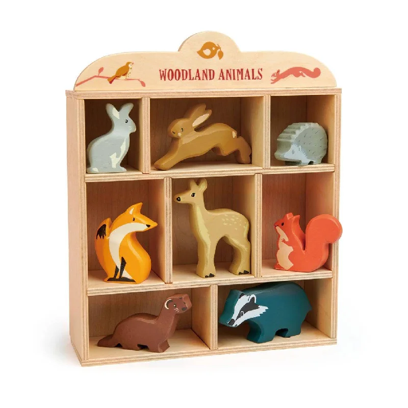 Sustainable Wood Marble Run Set with Multiple Tracks and Marble StorageWoodland Wooden Animals Set