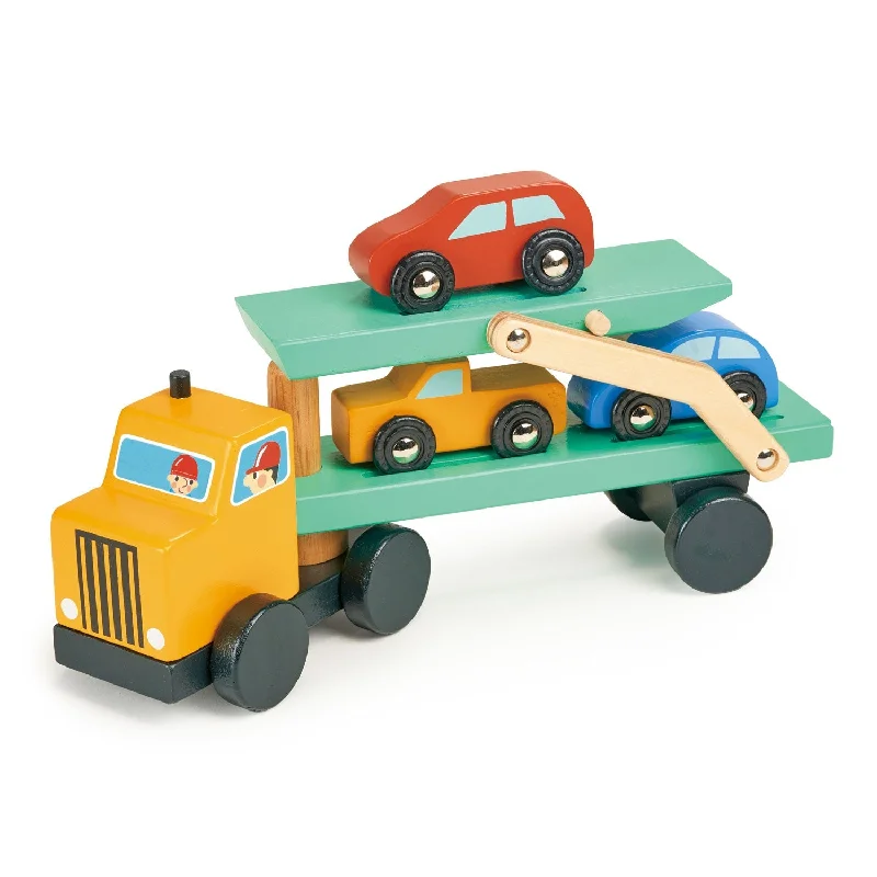 Hand - Turned Wooden Spinning Top with a Colorful Design for Classic AmusementVehicle Transporter