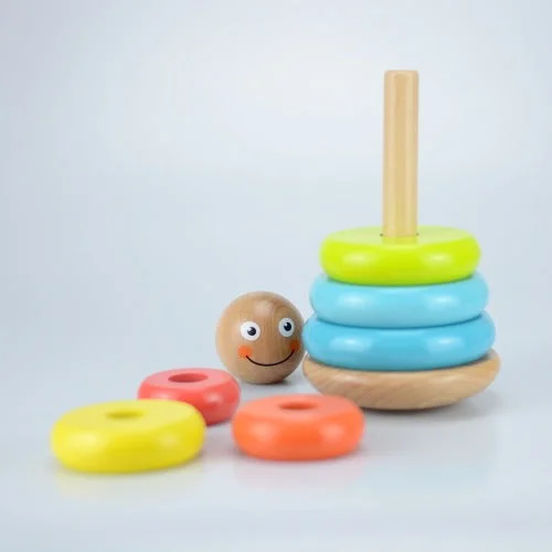 Solid Wood Stacking Cups with Different Sizes for Sensory Play and Motor SkillsWobbly Stacker