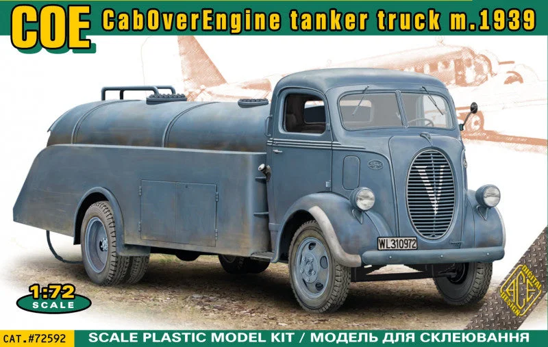 Model Kit of a Vintage Volkswagen Beetle for DIY CustomizationAce 72592 1:72 COE (Cab Over Engine) tanker truck m.1939