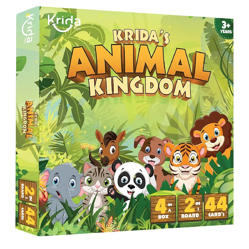 Sustainable Solid Wood Educational Toys with a Language - Learning Activity BookAnimal Kingdom Quest: Dual Challenge Board Game