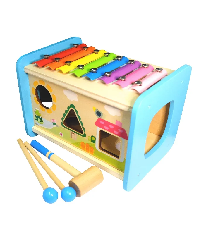 Hand - Carved Wooden Educational Toys with Alphabet - Learning BlocksWooden Musical Activity Box