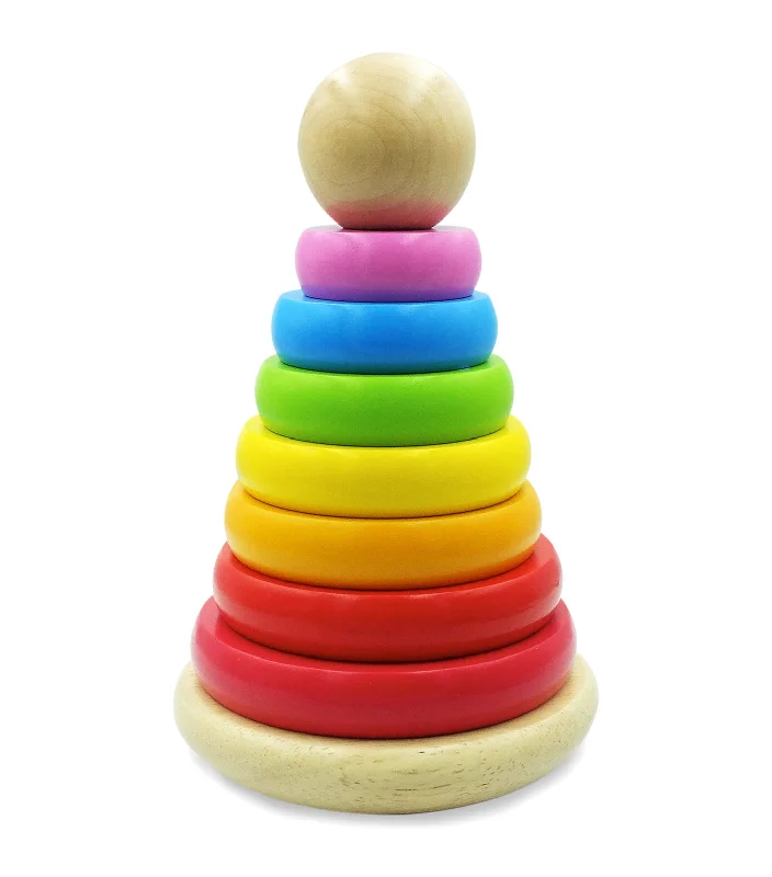 Hand - Painted Wooden Educational Toys in a Historical and Cultural ThemeWooden Rainbow Stacker