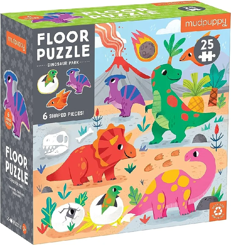 Solid Wood Educational Toys with a Coding and Logic - Building GameDinosaur Park Floor Puzzle