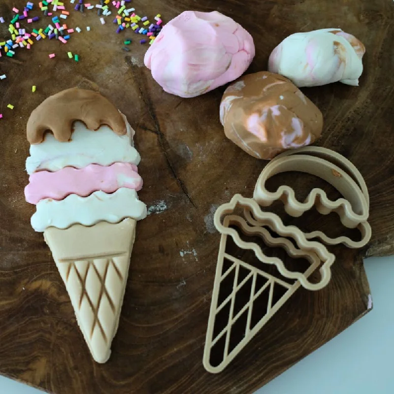 Large - Scale Solid Wood Educational Toys for Group Learning and CollaborationEco Cutter Set - Ice Cream Cones (set of four)