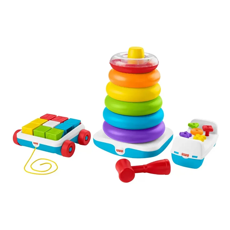 Natural Wood Educational Toys with a Construction and Engineering Play SetFisher-Price Rockin' Fun Infant & Toddler Giant Stacking Ring Toy with Accessories