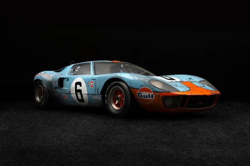 High - Quality Solid Wood Car Models Toys for Car Enthusiast ToddlersFord GT40 - 1969 Le Mans Winner - Race Weathered