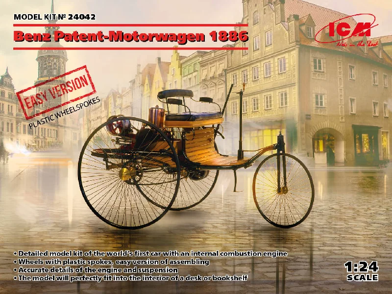 RC Monster Truck with Large - Scale Tires and a High - Torque Motor for Extreme ManeuversICM 24042 1:24 Benz Patent-Motorwagen 1886 (Easy Version Plastic Wheel-Spokes)