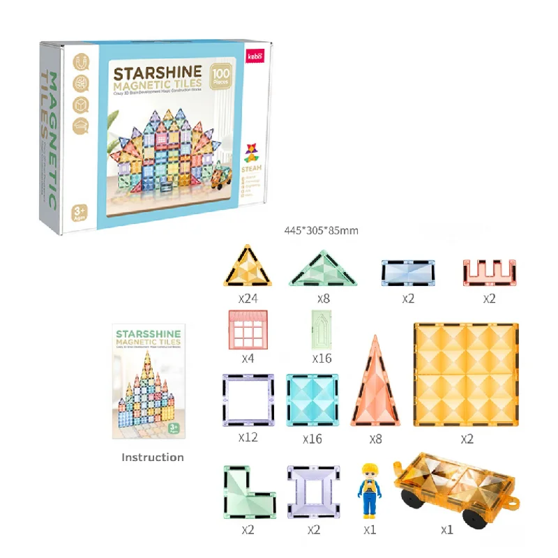 Eco - Friendly Solid Wood Educational Toys with Shape - Sorting Features for 1 - 3 Year Olds100-Piece Magnetic Construction Set Extra Strong and Safe Magnets