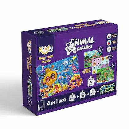 High - Grade Solid Wood Educational Toys for Improving Hand - Eye Coordination4 in 1  Animal Magnetic Puzzle & Sudoku