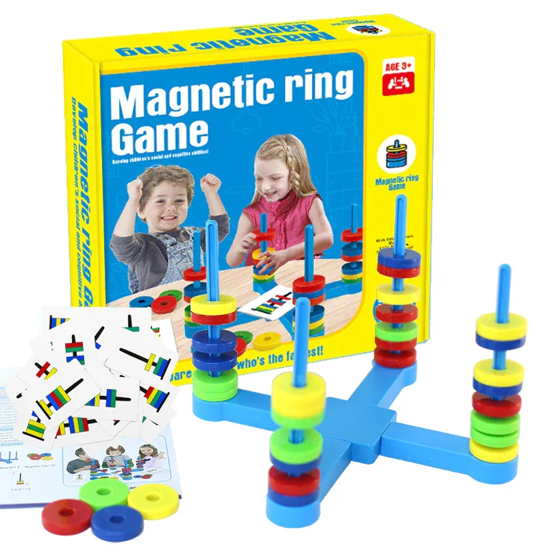 Hand - Sanded Wooden Educational Toys for Safe Exploration by PreschoolersMagnetic Match Ring Game  - Brain teaser IQ Game