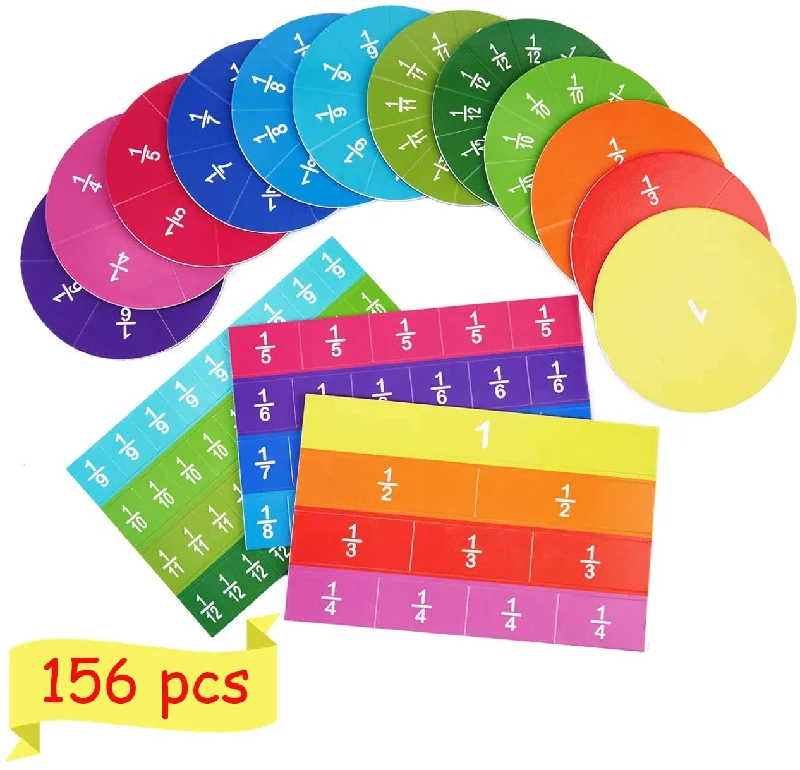 High - Quality Solid Wood Educational Toys for Developing Fine Motor Skills in KidsMagnetic Tiles & Circles Fractions Set  156pcs